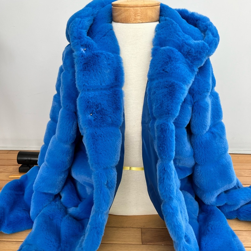 Apparis Blue Teddy Jacket with Hooded Design